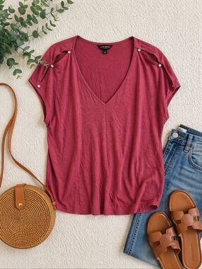 ✅️ Lucky Brand Short Sleeve V Neck Tee | Size Large